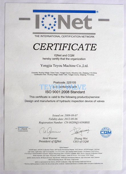 ISO 9001 阀门